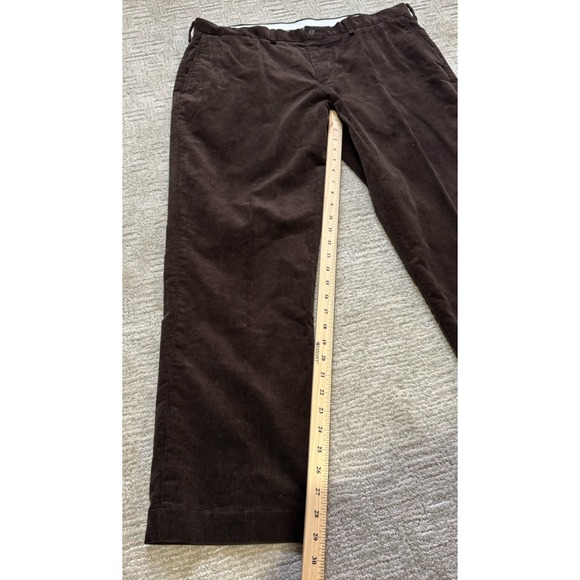 POLO RALPH LAUREN CLASSIC FIT BROWN FLAT FRONT CORDUROY CHINO PANTS MENS 38x30 - Picture 3 of 11